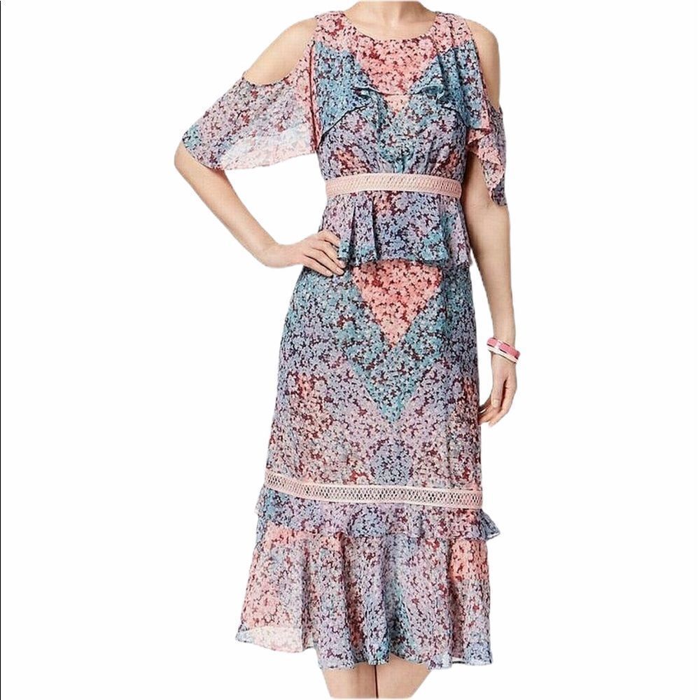 Jax Black Label Floral Cold Shoulder Maxi Dress